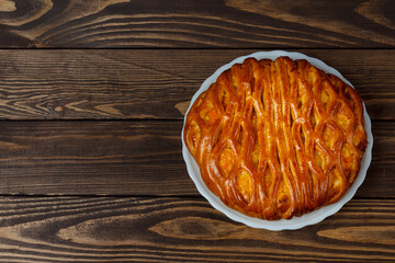 Cook at home. pumpkin pie. healthy food.