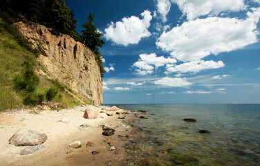Cliff in Gdynia Orlowo, view on the Baltic Sea