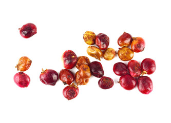 Whole Dried Sumac Berry Seeds (Rhus). Top View. Isolated on White Background.