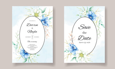 Elegant wedding invitation card design with beautiful flower decoration