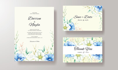 Fototapeta na wymiar Elegant wedding invitation card design with beautiful flower decoration