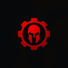 Gladiator helmet gear logo vector symbol