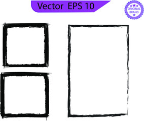 Grunge Vector Frames. Grunge Backgrounds. Vintage Design Elements. Ink brush stroke border, artistic brush blots and black paint frame design isolated elements set. Pack of messy paintbrush frames.