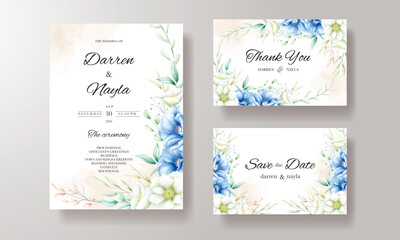 Elegant wedding invitation card design with beautiful flower decoration