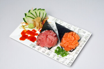 Japanese Food Two Temaki in White Plate
