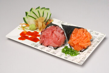 Japanese Food Two Temaki in White Plate
