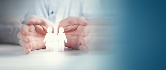 Family care and protection insurance concept