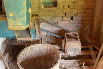 Old motor of a machine on a farm