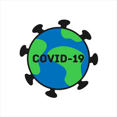 Terrestrial type coronavirus virus in flat style