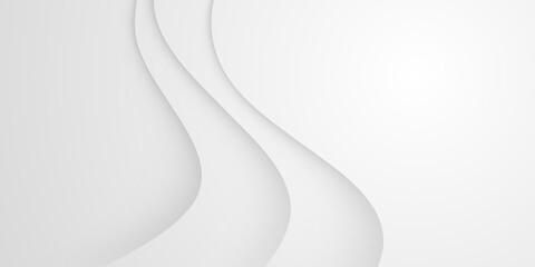 Modern white gray abstract web banner background creative design. White abstract wave background with paper cut style