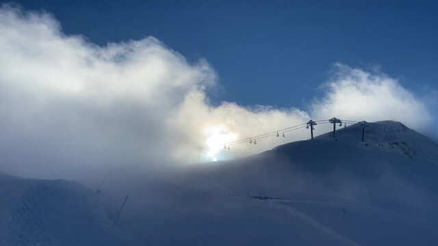 Piste de ski en hiver au Mont Dore, Auvergne