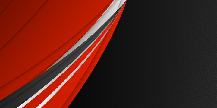Abstract red white gray overlap design modern background vector illustration. Trendy black red color of 2021 background. Suit for business, corporate, institution, party, festive, seminar, and talks