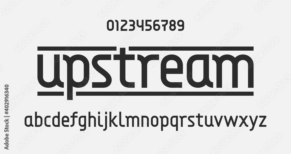 Fototapete Vector modern alphabet. Lowercase geometric letters with numbers. Elegant abstract font for your design and logos.