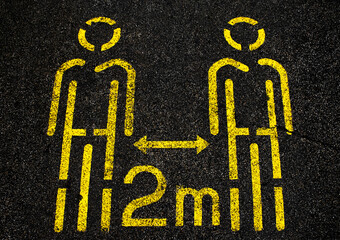 Coronavirus two metres distancing sign.