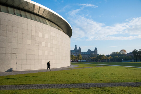 Van Gogh Museum in Amsterdam with the Rijks Museum in background 