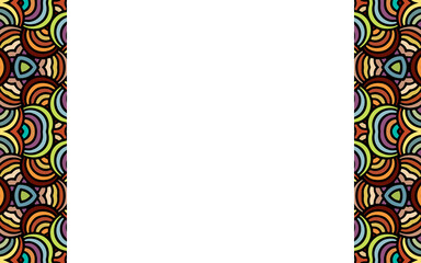 Geometric ethnic wallpaper with stylish vertical inserts. Ornament based on African, Indian, Mexican, Aztec motives.Doodling pattern. Design for brown paper, business card, banner, website, presentati