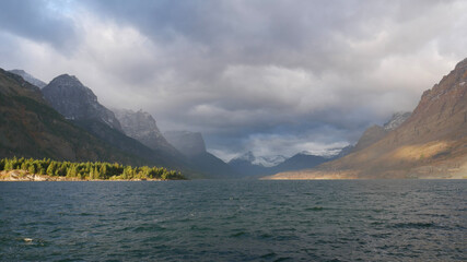 lake and mountains