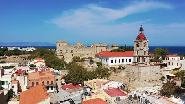 The Palace of the Grand Master of the Knights of Rhodes, Greece. Famous Knights Grand Master Palace (also known as Castello) in the Medieval town of Rhodes, Greece.