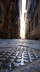 View of Old street in Trastevere in Rome