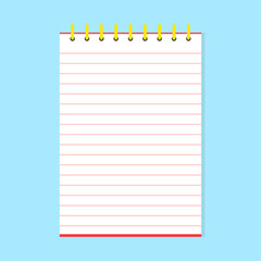 Template with spiral notebook. School notebook. Vector illustration.