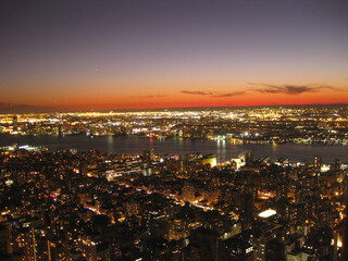 Beautiful sunset over Manhattan in New York