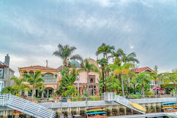 Houses in Long Beach California neighborhood with splendid waterfront views