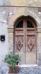 Fototapeta na wymiar Old, Brown, Wooden Door.