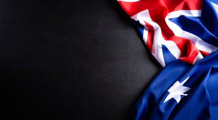 Australia day concept. Australian flag against a blackboard background. 26 January.