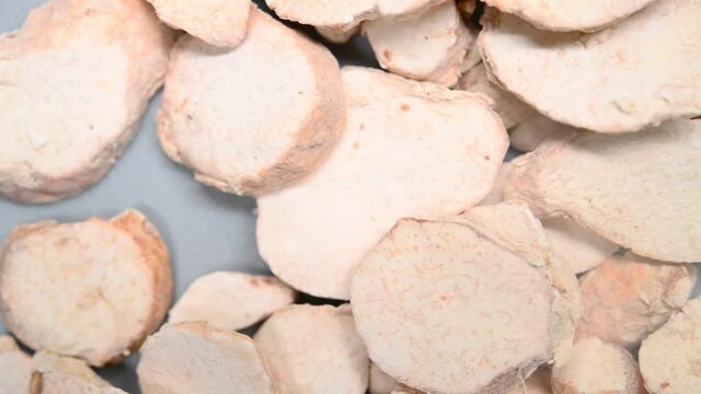 top pan view herb ShengBanXia or Pinelliae Rhizoma or raw Ternate Pinellia