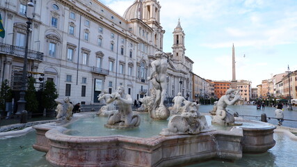 Naklejka na ściany i meble Neptune Fountain in Rome, Italy