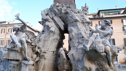 View On The Fountain Of Four Rivers In Rome
