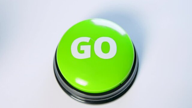 Woman pushing Go button with her finger, close up. Starting a fun game. Concept of starting something new, launching a startup. Just press start. Motivation to begin, make the first move. Ready to go!