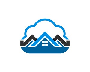 Simple cloud with modern house inside