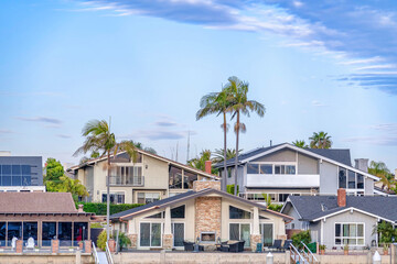 Waterfront houses in the prestigious seaside community of Huntington Beach CA