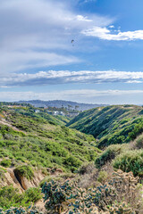 Aerial view of mountain against blue sky and clouds in San Diego California