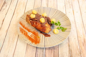 plate of ribs with barbecue sauce