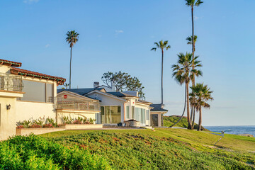 Coastal neighborhood of San Diego California with homes overlooking ocean view