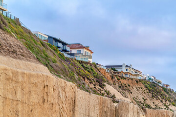 Fototapeta na wymiar Houses on mountain on coastal residential landscape in San Diego California