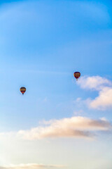 Colorful hot air balloon with cloudy blue sky background in San Diego California