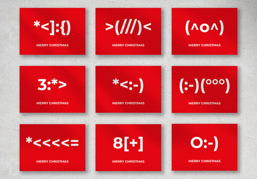 Christmas Emoticons Postcard Layout Set