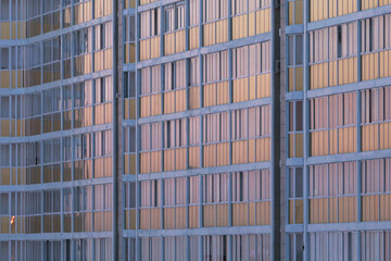 Apartment building windows at Arctic sunset in Yakutsk