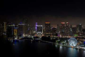 Fototapeta premium Aerial photo Miami Downtown city scene travel destination