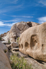 Giant rocks with holes from erosion at Joshua Tree National Park California