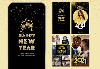 Happy New Year Digital Card Layout Kit