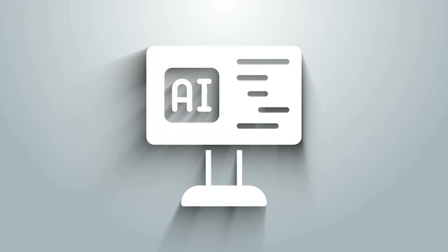White Software, web developer programming code icon isolated on grey background. Javascript computer script random parts of program code. 4K Video motion graphic animation