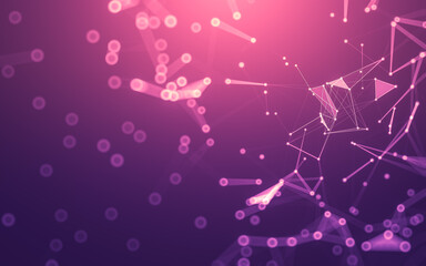 Abstract background. Molecules technology with polygonal shapes, connecting dots and lines. Connection structure. Big data visualization.