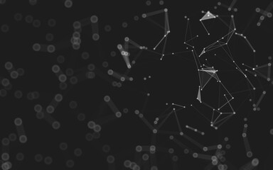 Abstract background. Molecules technology with polygonal shapes, connecting dots and lines. Connection structure. Big data visualization.