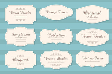 Vector set of calligraphic Vintage labels and frames design elements