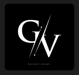 initial logo letter GV for company name black and white color and slash design. vector logotype for business and company identity.