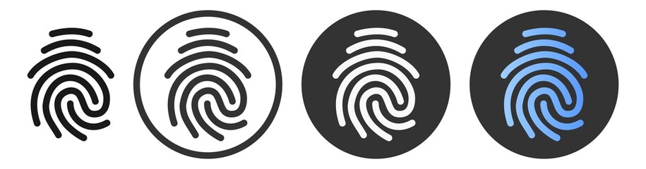 Fingerprint button vector icon. Phone lock security thumb set.